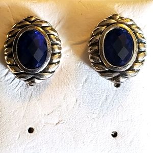 Sterling silver lab created sapphire earrings